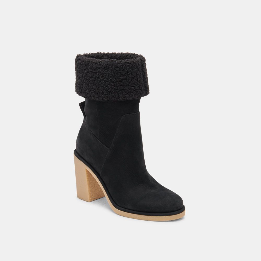 Dolce Vita Caddie Plush Nubuck Women Boots Black | US-690412RTB