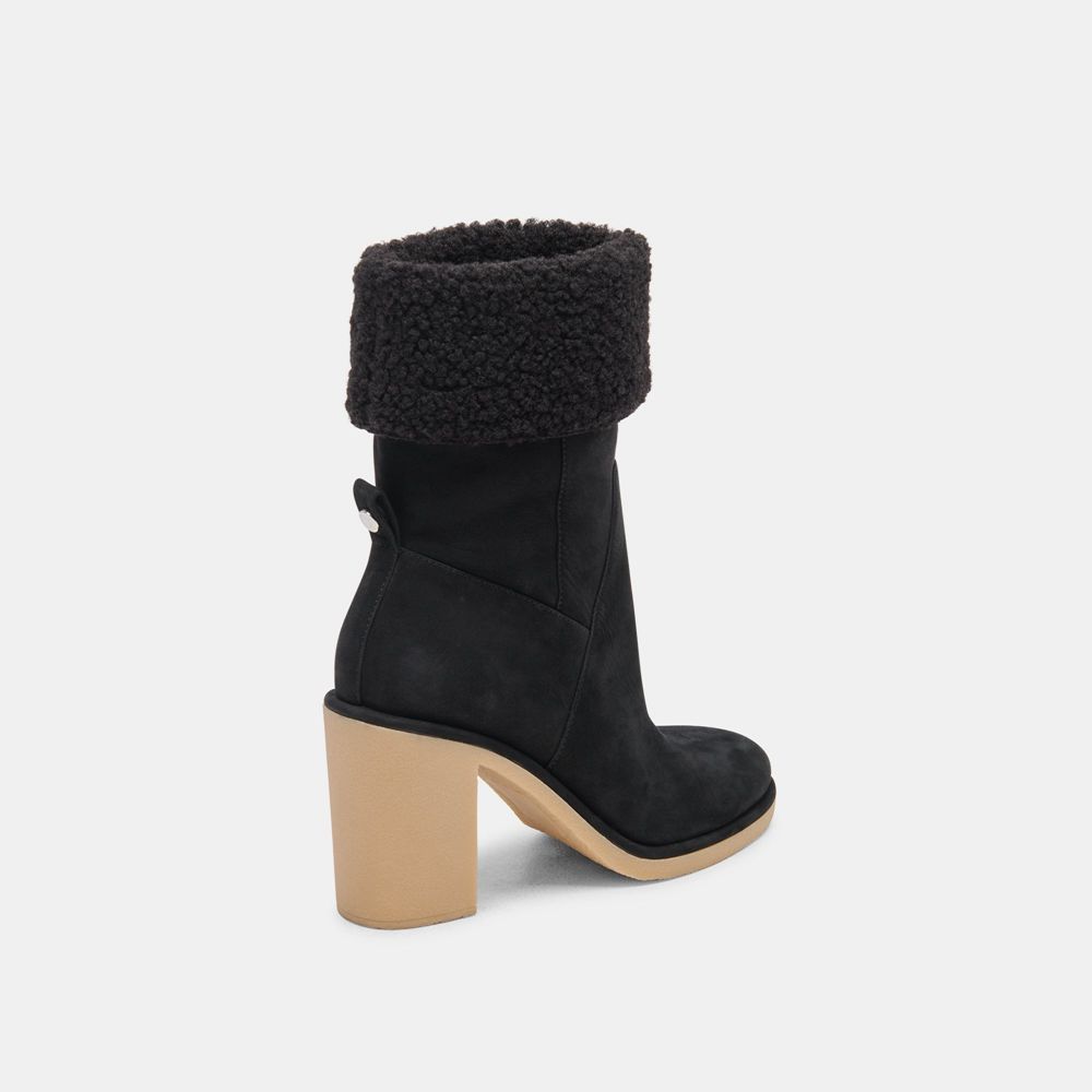 Dolce Vita Caddie Plush Nubuck Women Boots Black | US-690412RTB