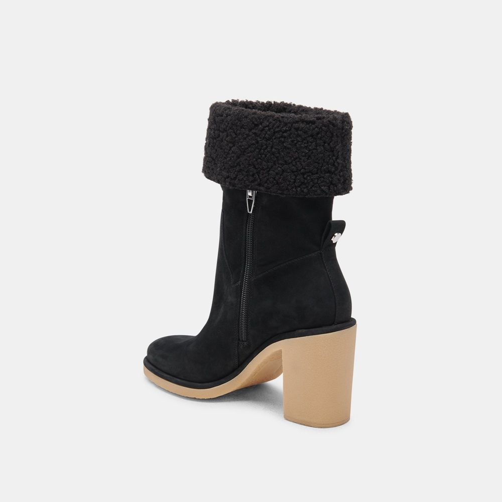 Dolce Vita Caddie Plush Nubuck Women Boots Black | US-690412RTB