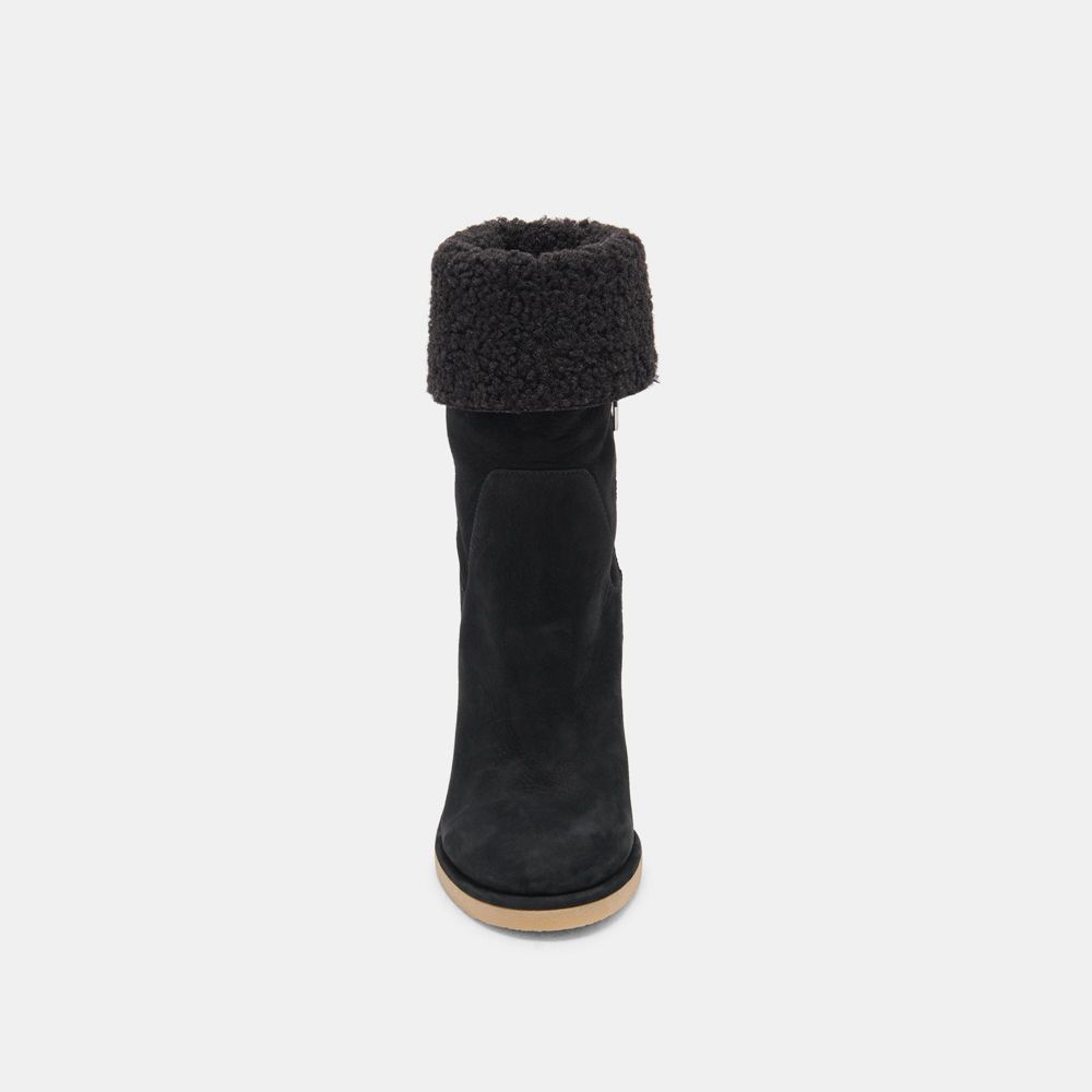 Dolce Vita Caddie Plush Nubuck Women Boots Black | US-690412RTB