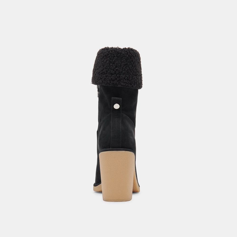 Dolce Vita Caddie Plush Nubuck Women Boots Black | US-690412RTB