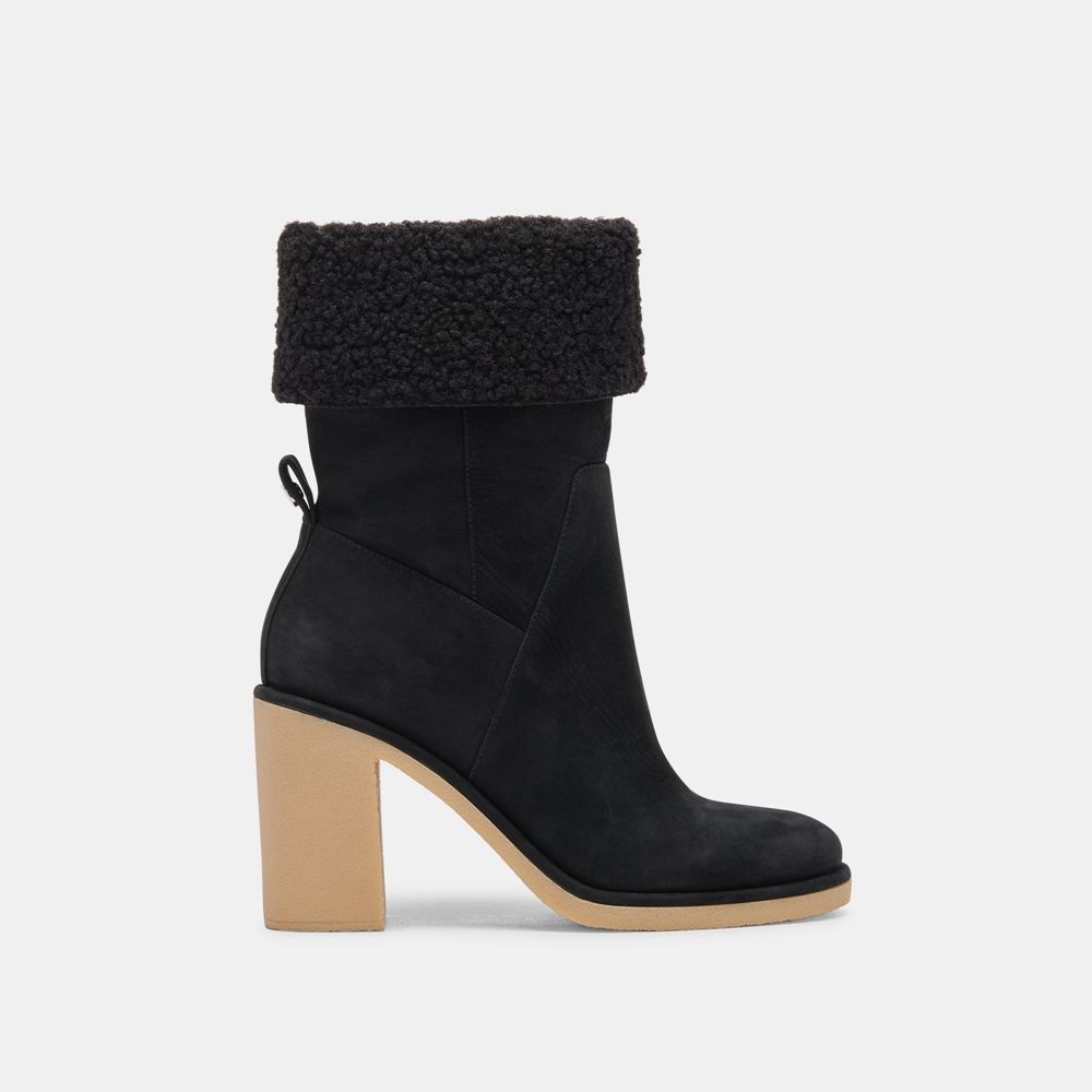 Dolce Vita Caddie Plush Nubuck Women Boots Black | US-690412RTB