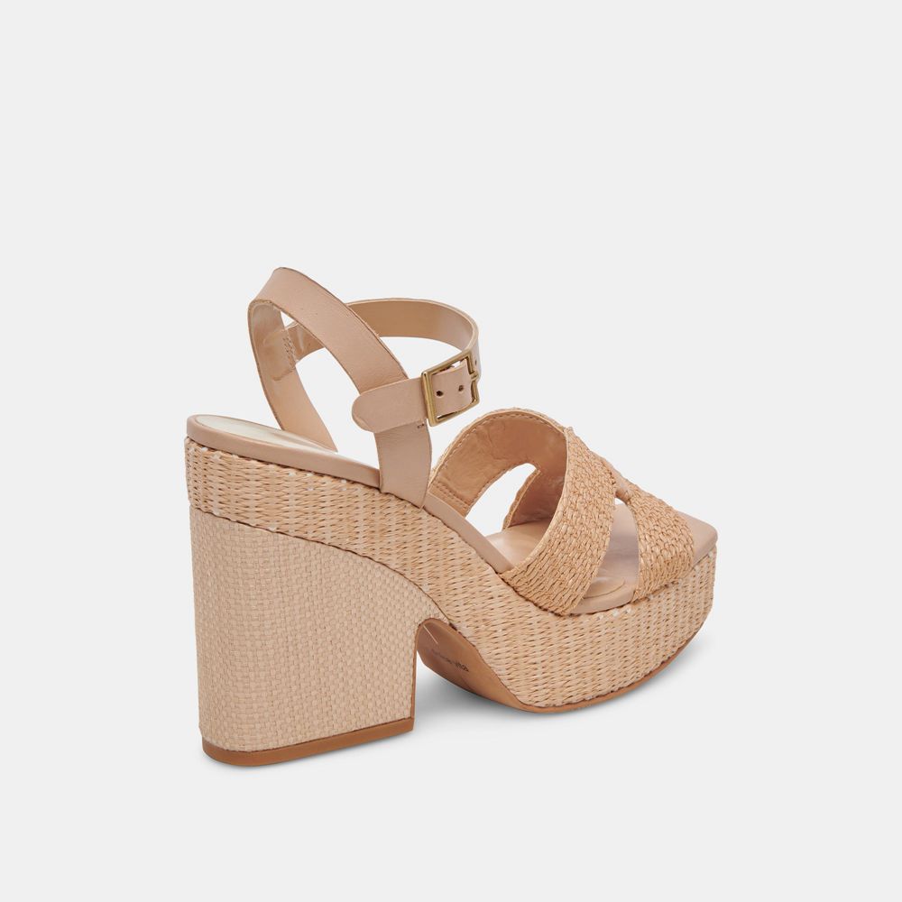 Dolce Vita Cale Raffia Women Heels Light Brown | US-012847CAT