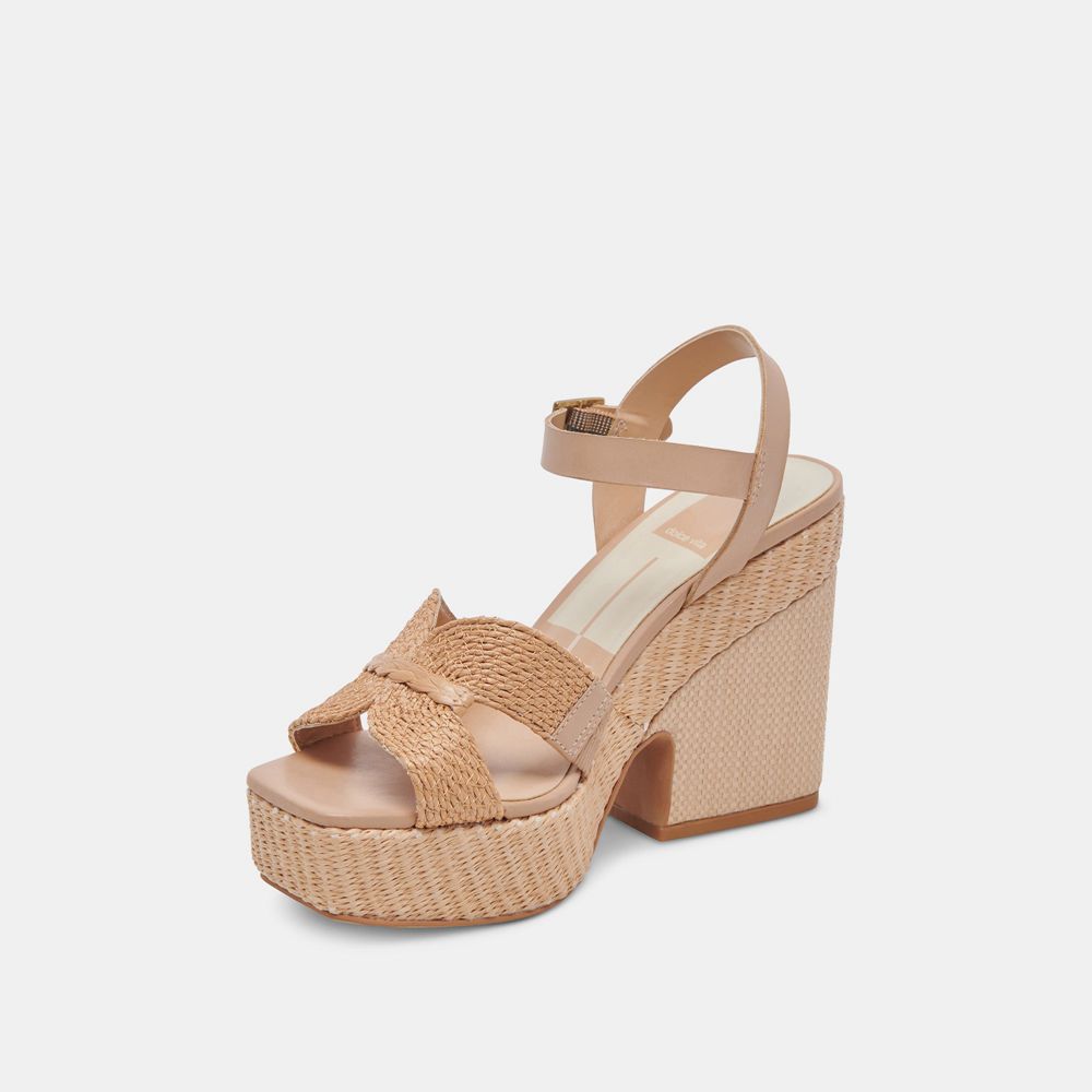 Dolce Vita Cale Raffia Women Heels Light Brown | US-012847CAT