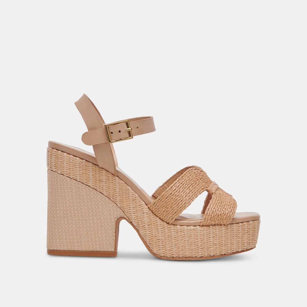 Dolce Vita Cale Raffia Women Heels Light Brown | US-012847CAT