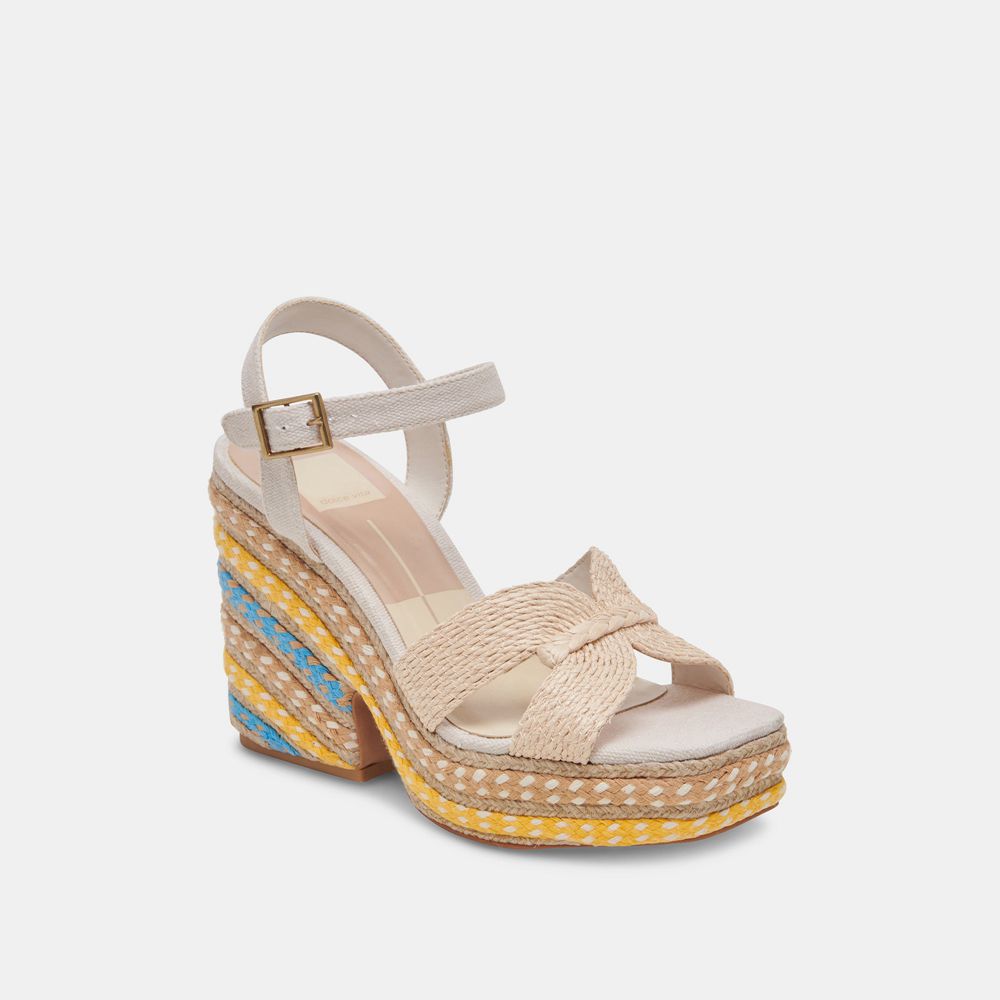 Dolce Vita Cale Raffia Women Heels Multicolor | US-691038FUP