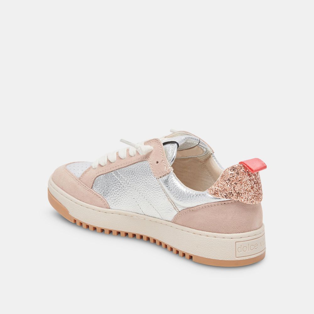 Dolce Vita Calil Leather Women Sneakers Beige / Silver | US-813645SWO