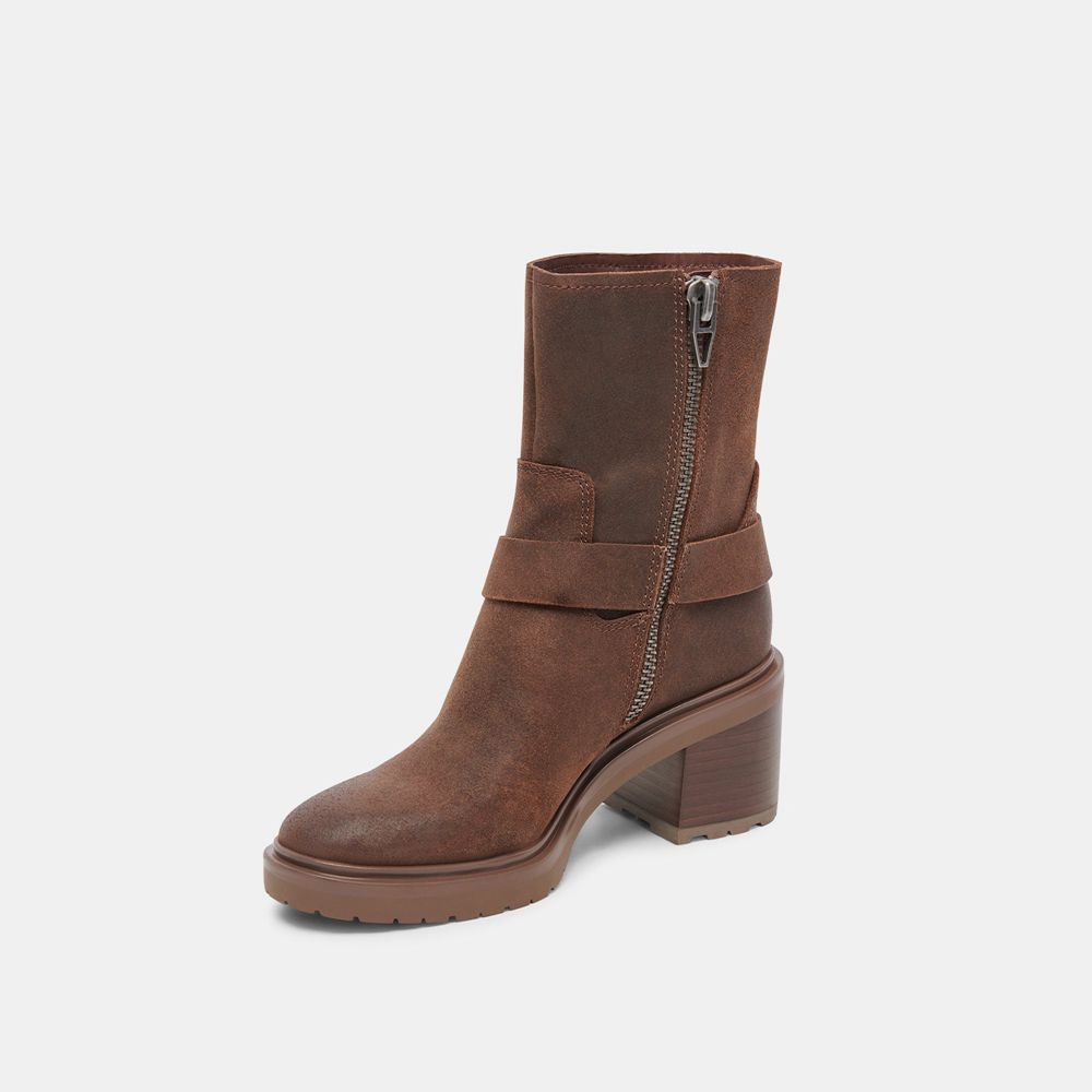 Dolce Vita Camros Suede Women Boots Dark Brown | US-460379DOA