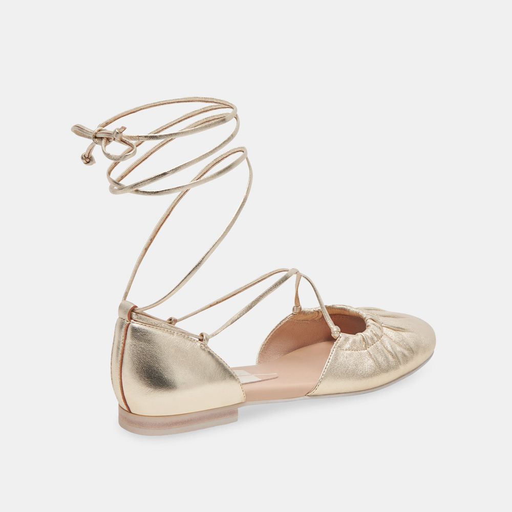 Dolce Vita Cancun Leather Women Ballet Flats Light Gold | US-879264GBC