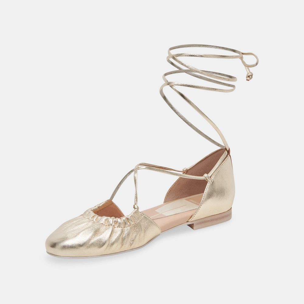 Dolce Vita Cancun Leather Women Ballet Flats Light Gold | US-879264GBC