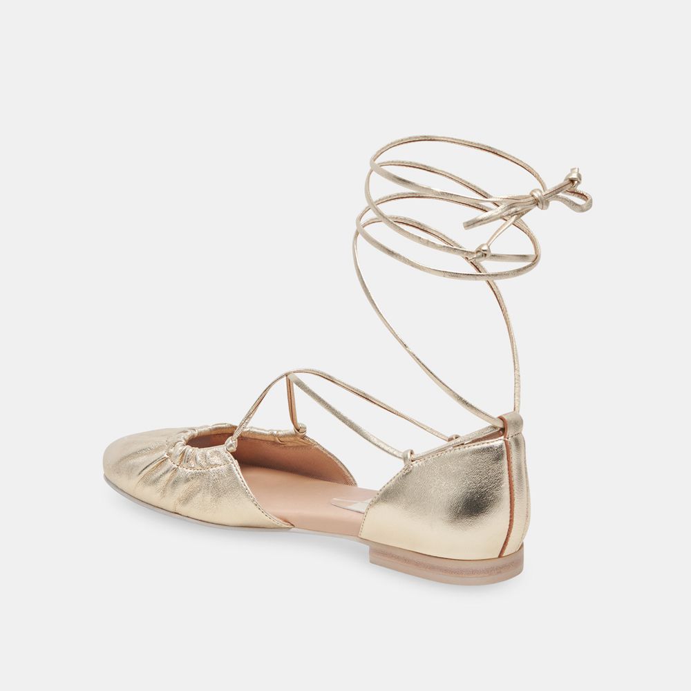 Dolce Vita Cancun Leather Women Ballet Flats Light Gold | US-879264GBC