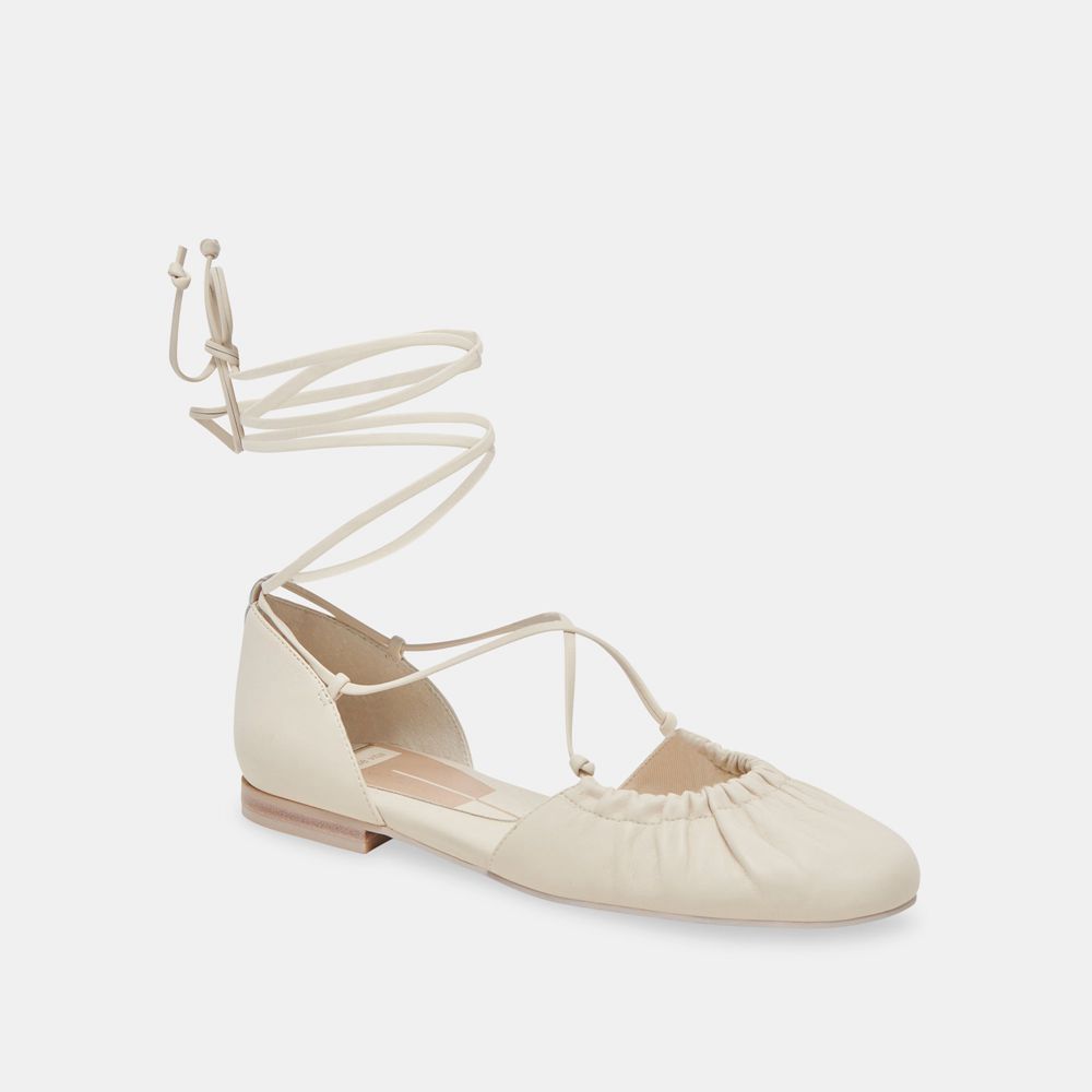 Dolce Vita Cancun Leather Women Ballet Flats Cream | US-698732DXZ