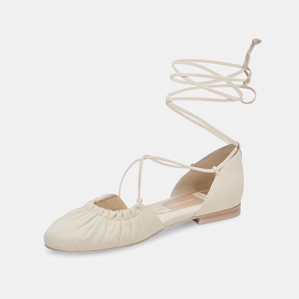 Dolce Vita Cancun Leather Women Ballet Flats Cream | US-698732DXZ