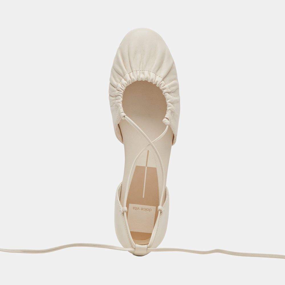 Dolce Vita Cancun Leather Women Ballet Flats Cream | US-698732DXZ