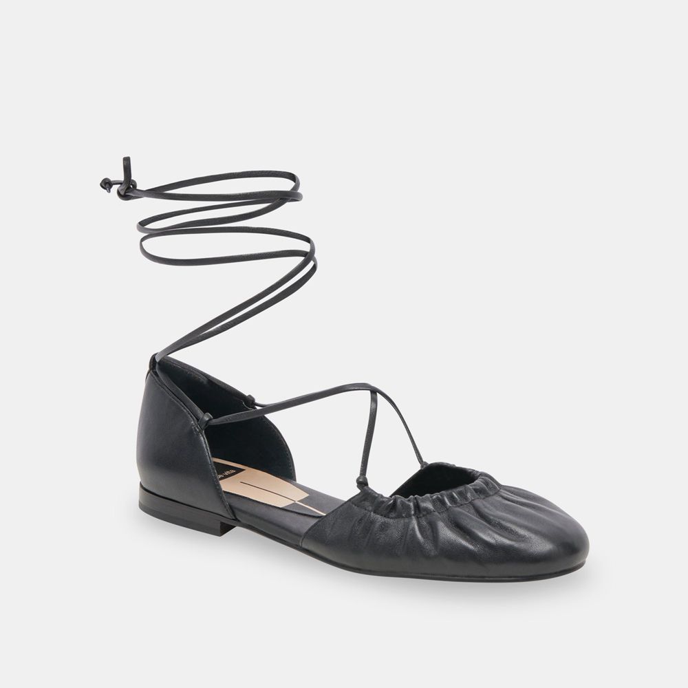 Dolce Vita Cancun Leather Women Ballet Flats Black | US-741098REX