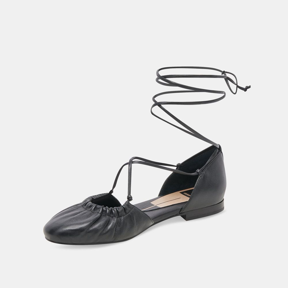 Dolce Vita Cancun Leather Women Ballet Flats Black | US-741098REX