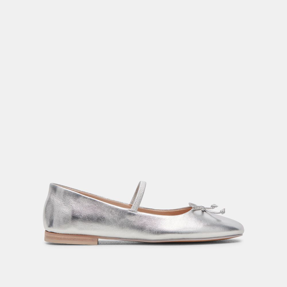 Dolce Vita Carin Leather Women Ballet Flats Silver | US-524689TIJ