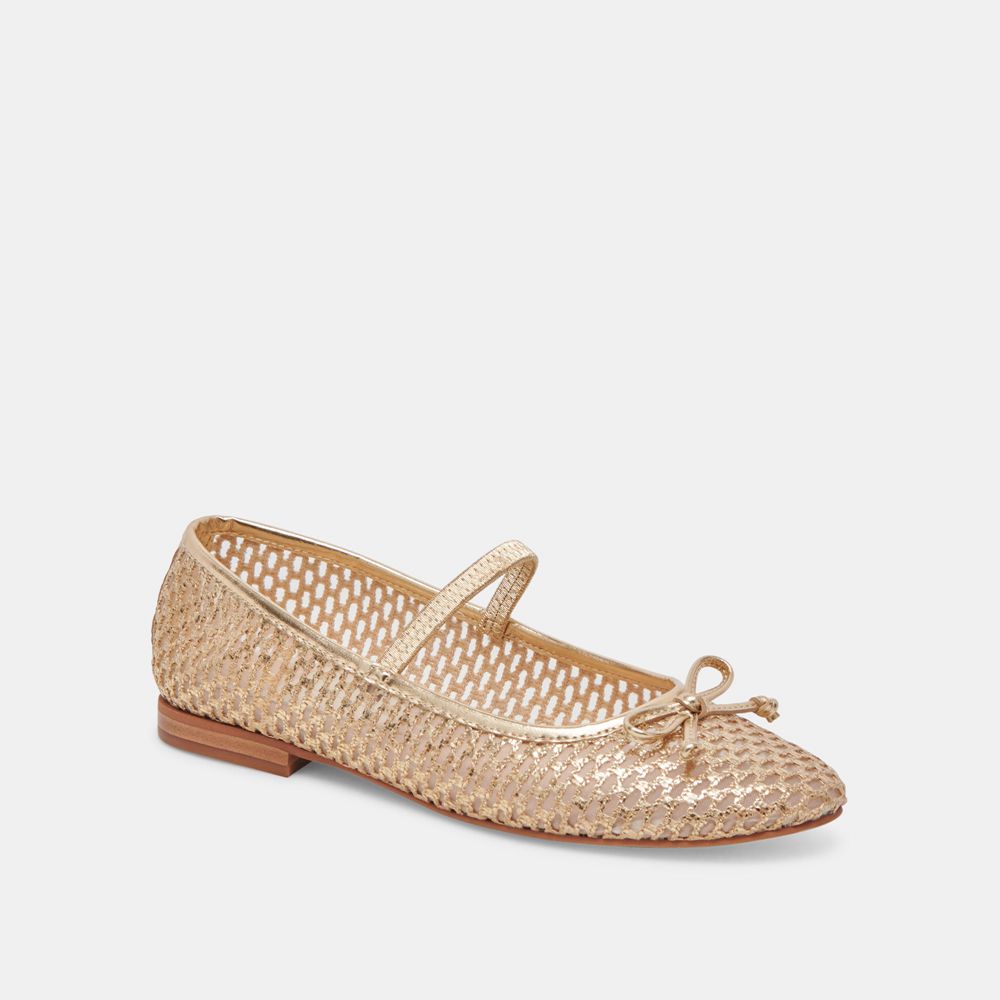 Dolce Vita Carin Raffia Women Ballet Flats Gold | US-276849KTE