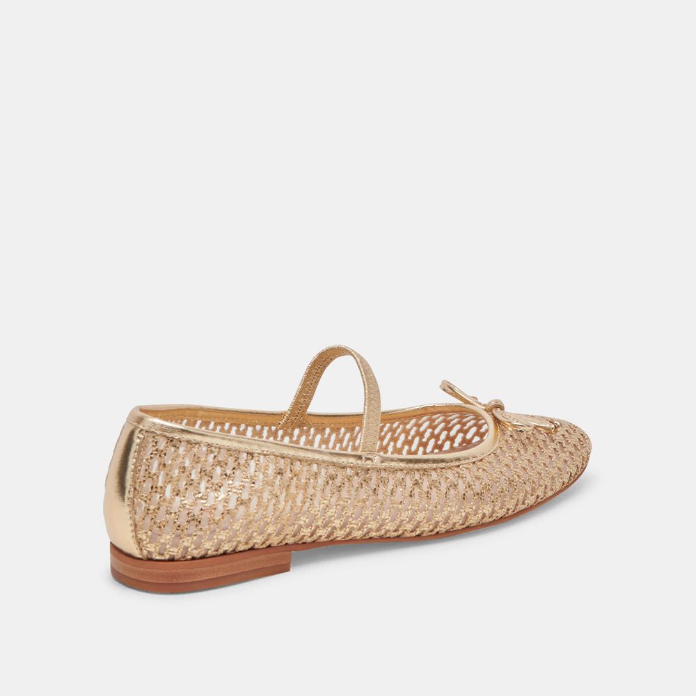 Dolce Vita Carin Raffia Women Ballet Flats Gold | US-276849KTE