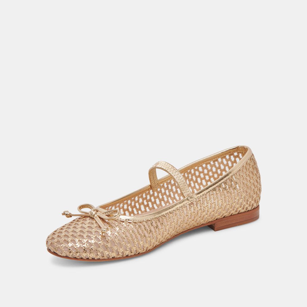 Dolce Vita Carin Raffia Women Ballet Flats Gold | US-276849KTE