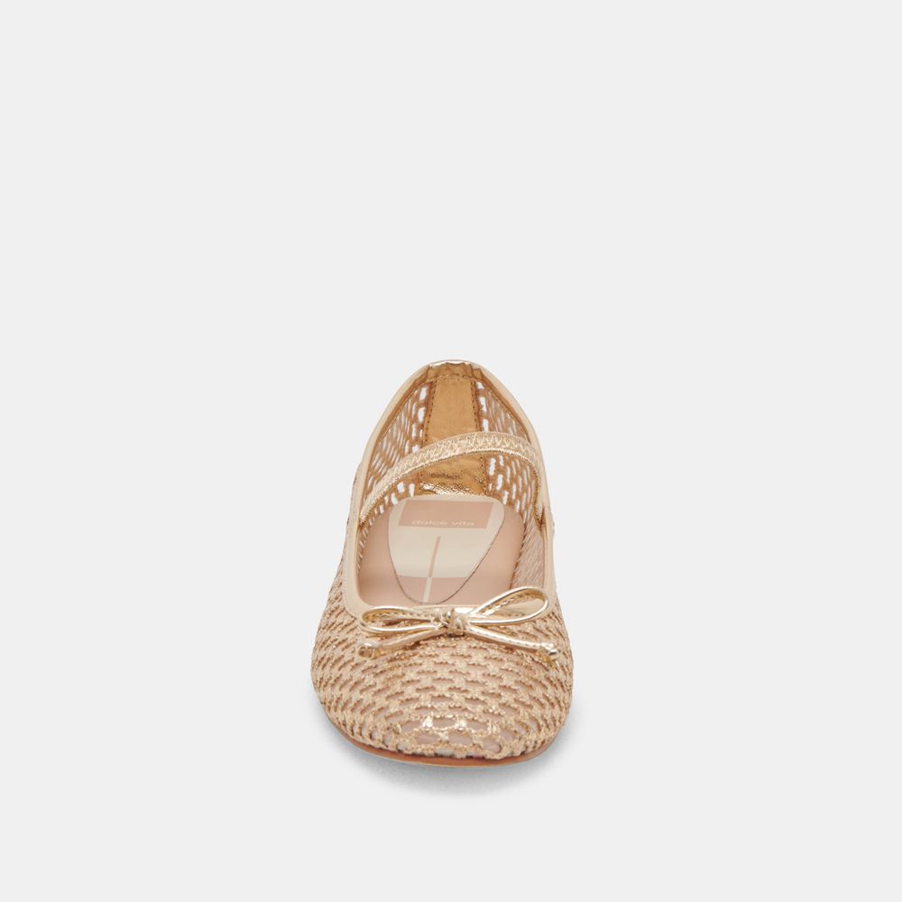 Dolce Vita Carin Raffia Women Ballet Flats Gold | US-276849KTE