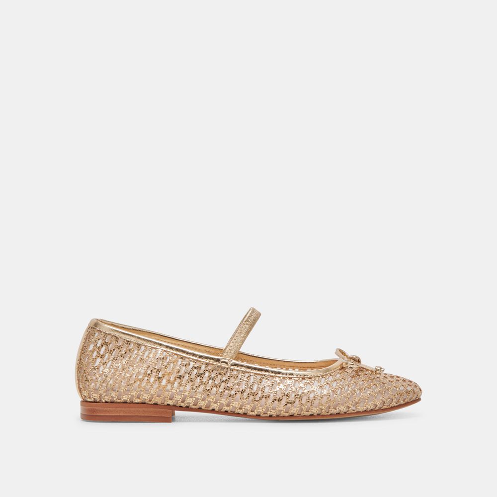 Dolce Vita Carin Raffia Women Ballet Flats Gold | US-276849KTE