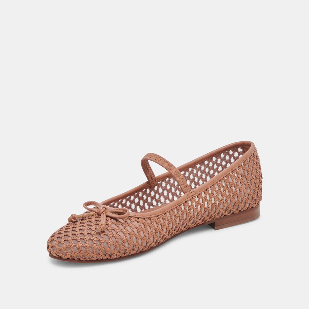 Dolce Vita Carin Raffia Women Ballet Flats Dark Beige | US-716253UON