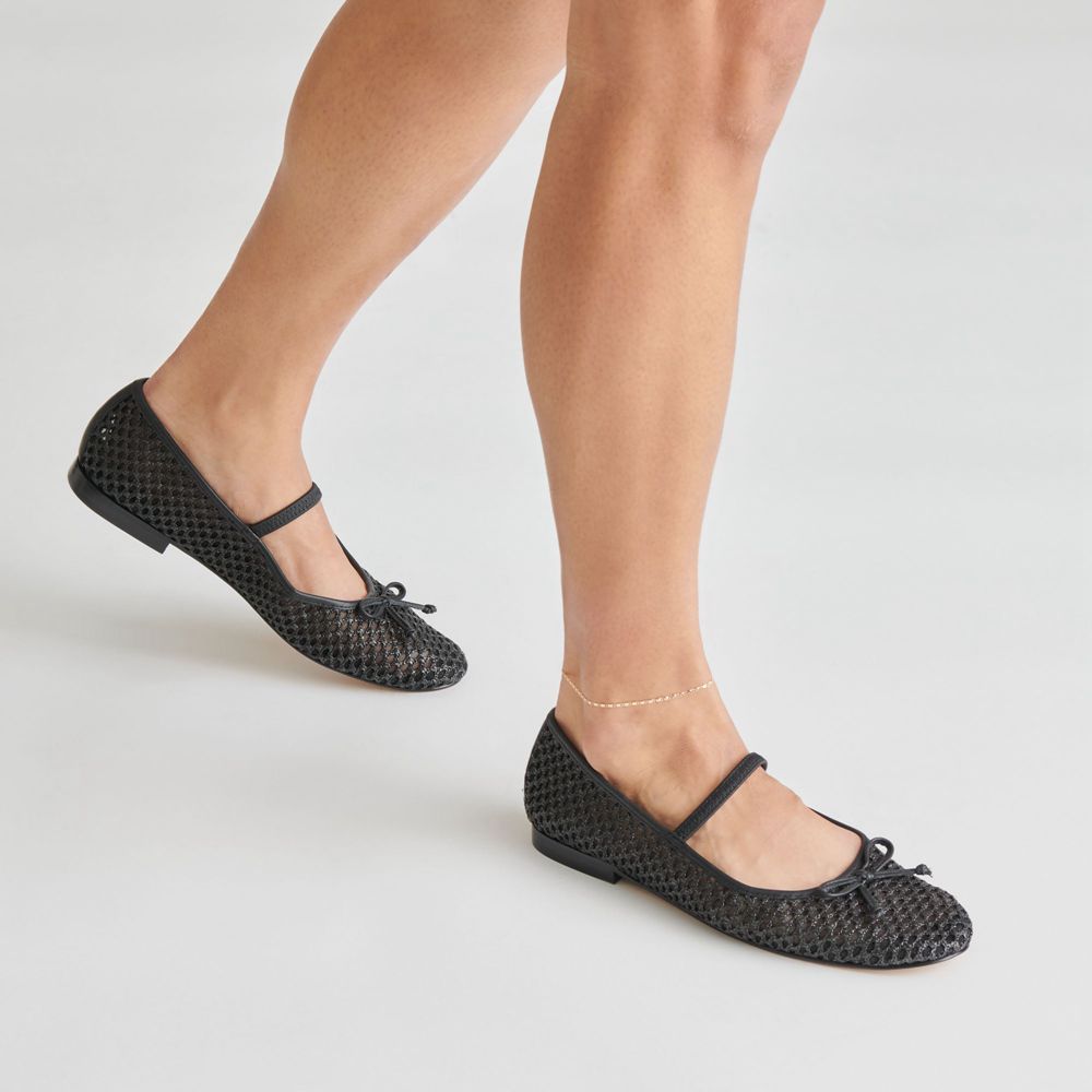 Dolce Vita Carin Raffia Women Ballet Flats Black | US-748192QBF