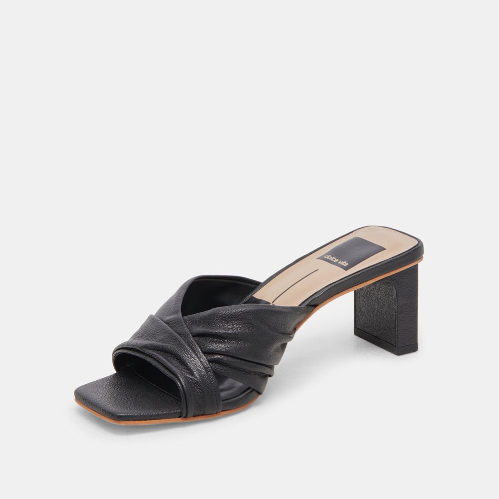 Dolce Vita Carlan Leather Women Heels Black | US-128640IAD