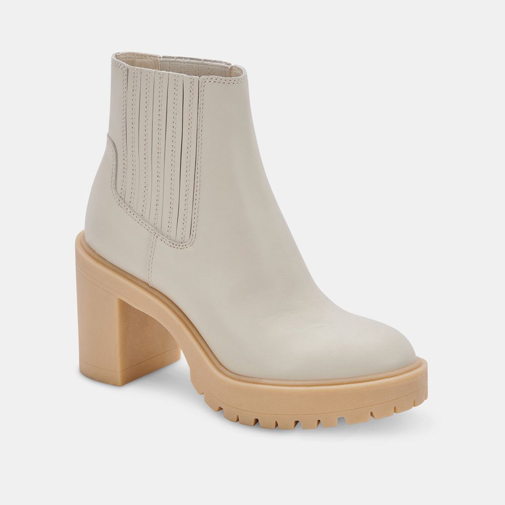 Dolce Vita Caster H2O Leather Women Booties Cream | US-297510GUT