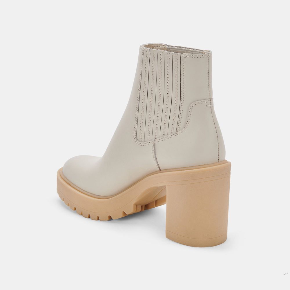 Dolce Vita Caster H2O Leather Women Booties Cream | US-297510GUT