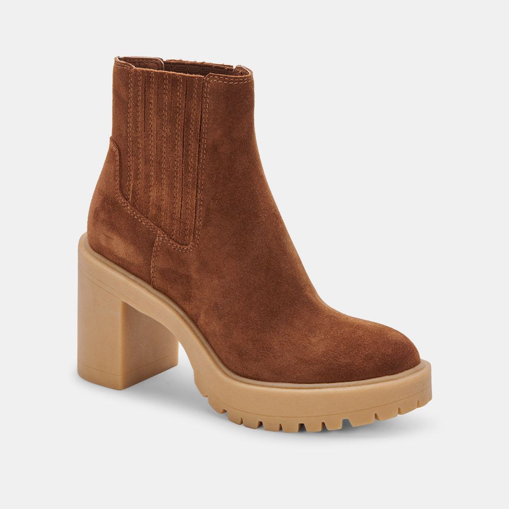 Dolce Vita Caster H2O Suede Women Booties Light Brown | US-463258FHY