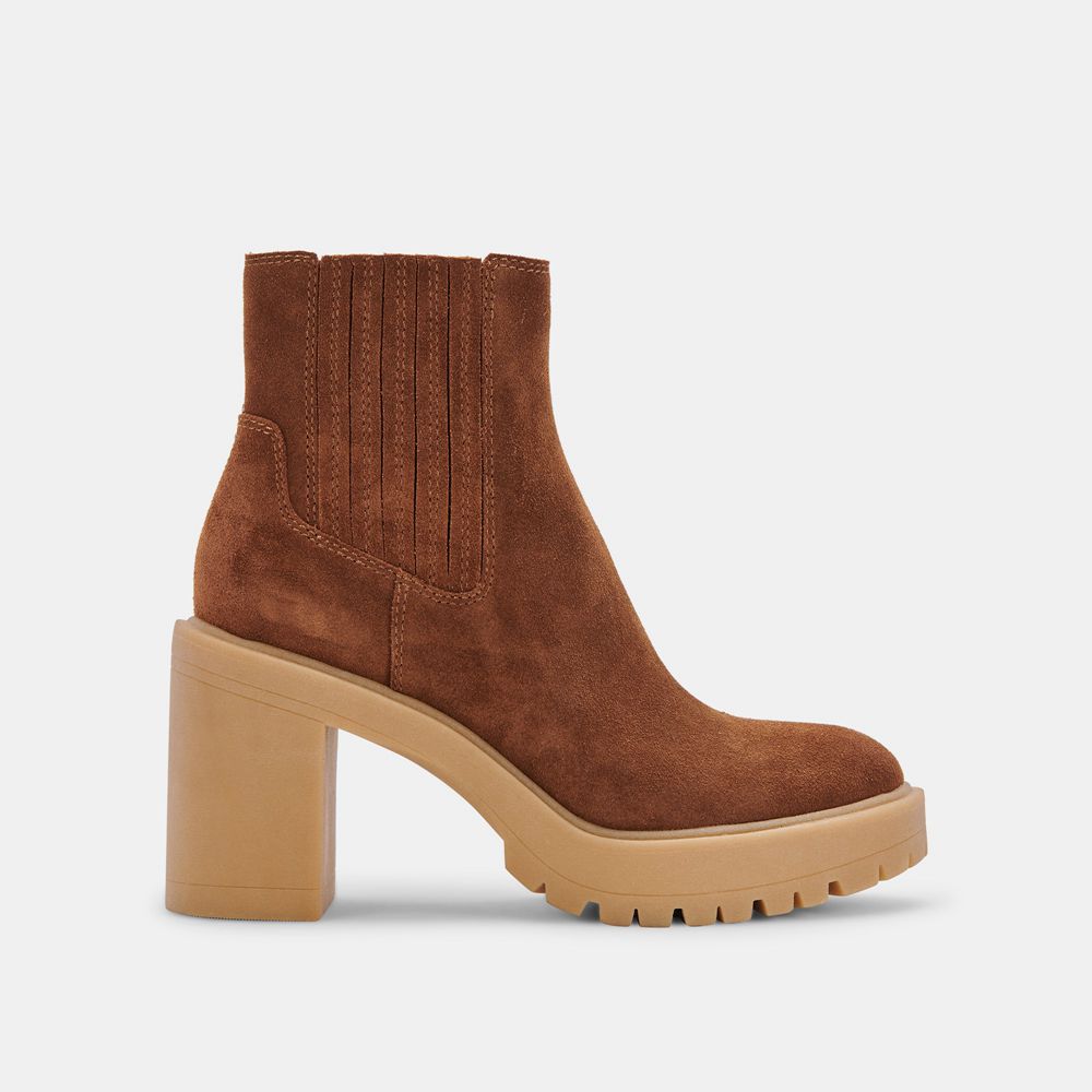 Dolce Vita Caster H2O Suede Women Booties Light Brown | US-463258FHY