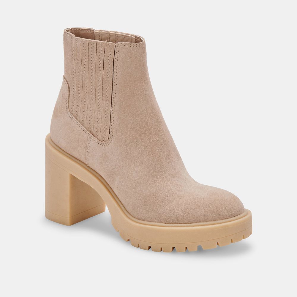 Dolce Vita Caster H2O Suede Women Booties Beige | US-902364JBL