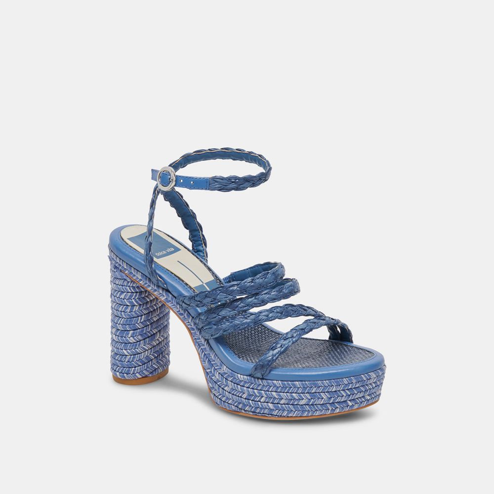 Dolce Vita Catina Raffia Women Heels Blue | US-360284PBK