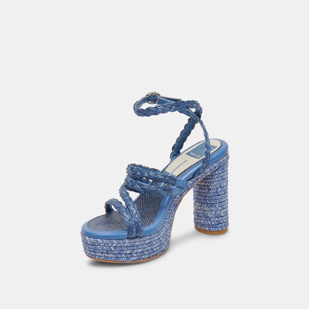 Dolce Vita Catina Raffia Women Heels Blue | US-360284PBK