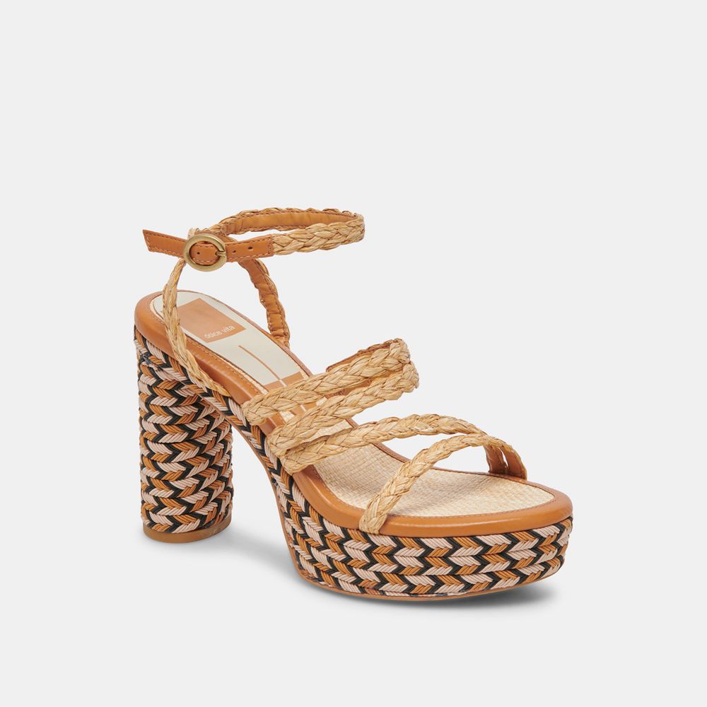 Dolce Vita Catina Raffia Women Heels Brown | US-498562LAX