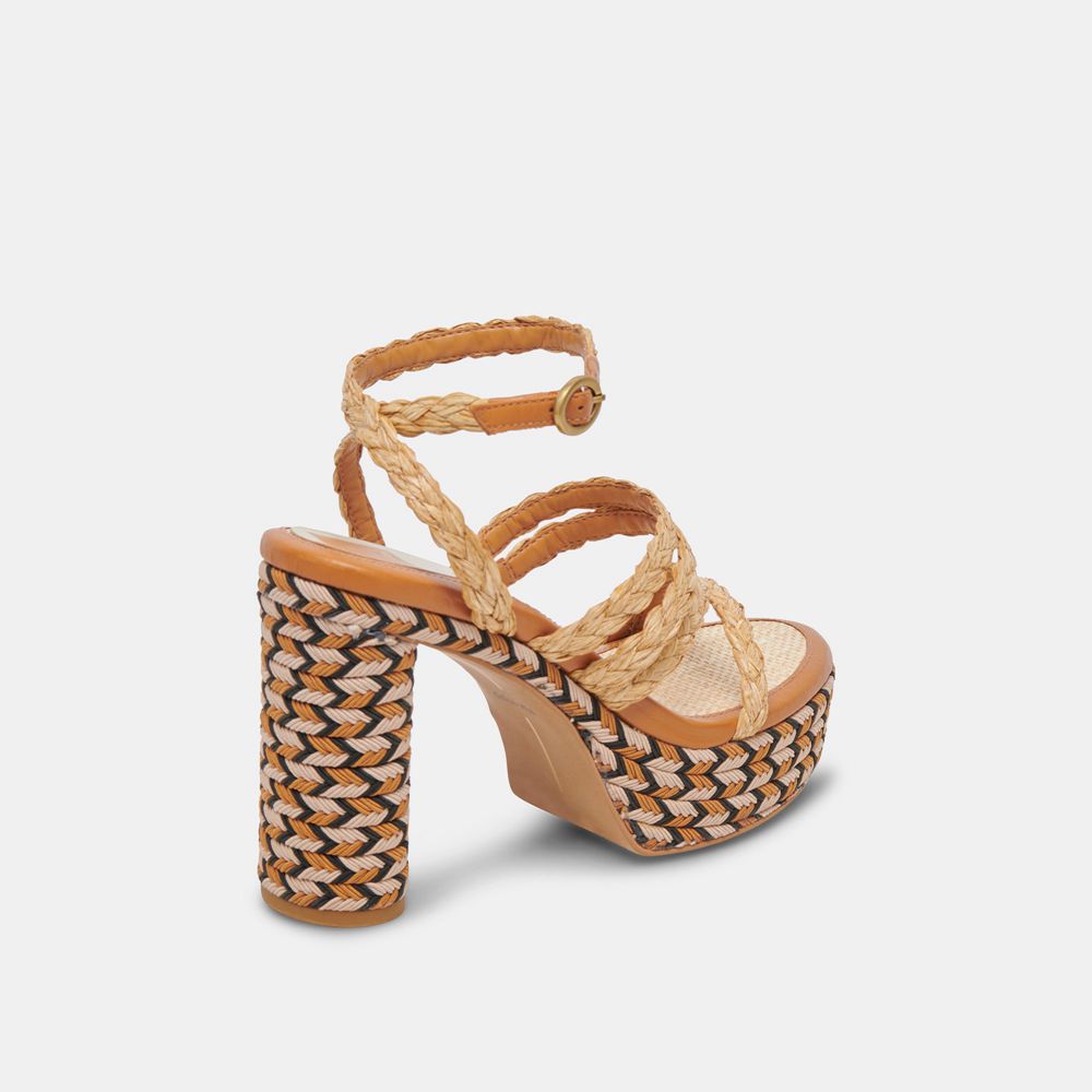 Dolce Vita Catina Raffia Women Heels Brown | US-498562LAX