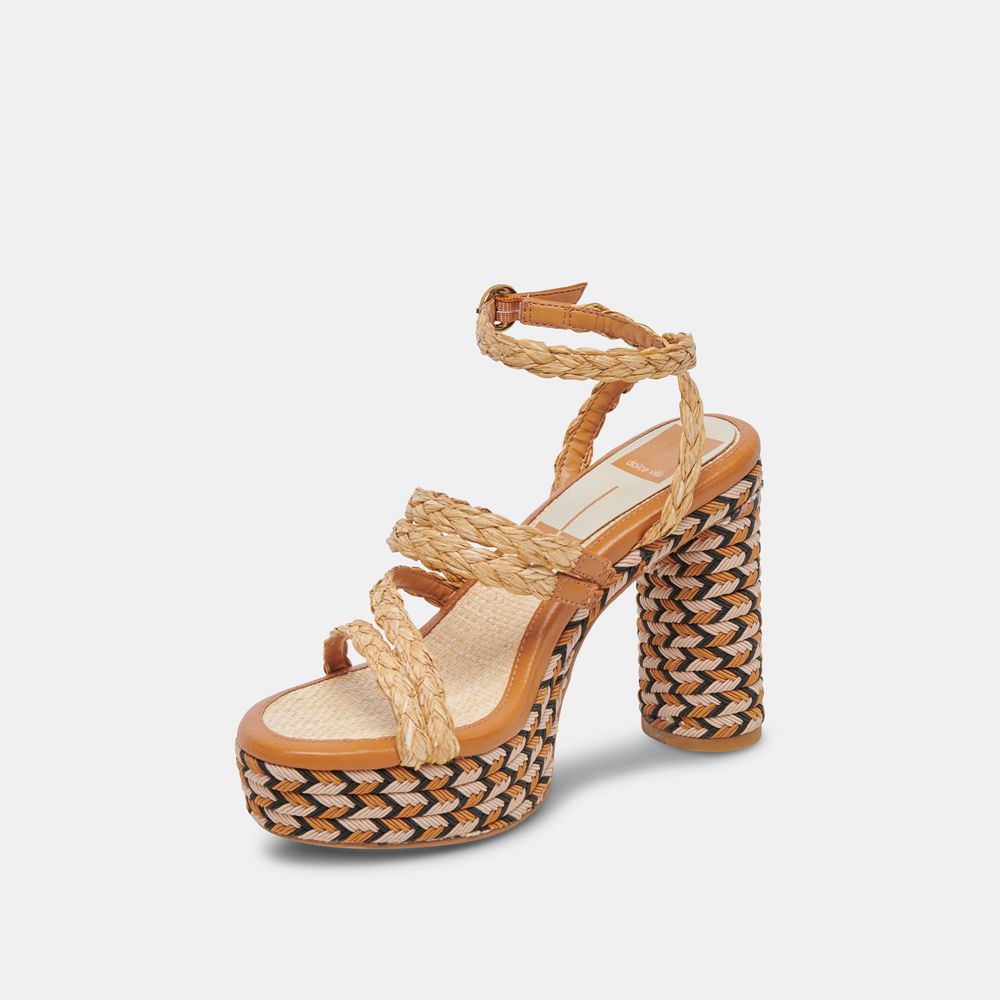 Dolce Vita Catina Raffia Women Heels Brown | US-498562LAX