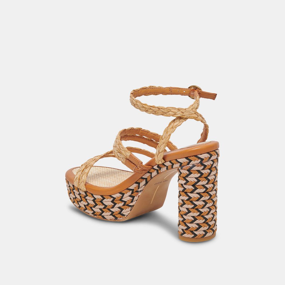 Dolce Vita Catina Raffia Women Heels Brown | US-498562LAX