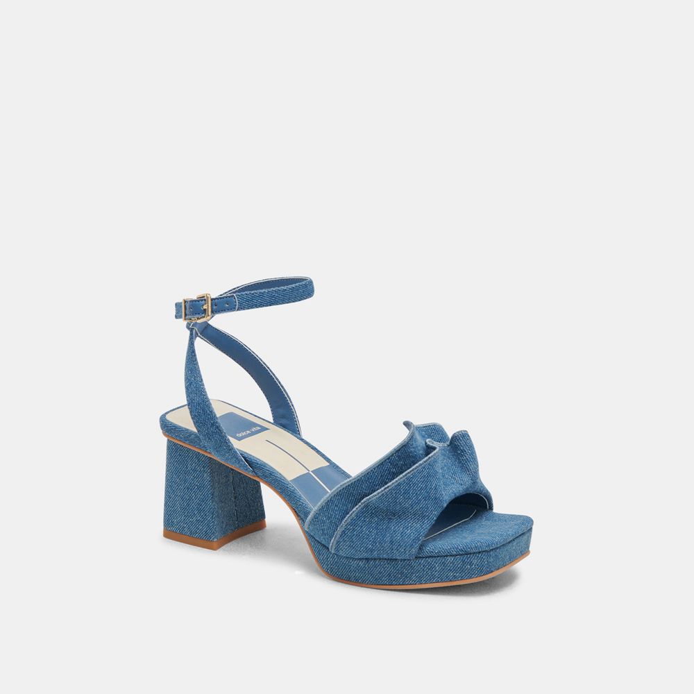 Dolce Vita Cheer Denim Women Heels Dark Blue | US-017324ONG