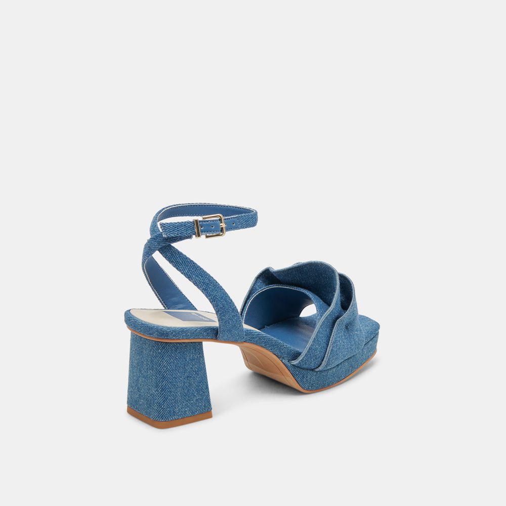 Dolce Vita Cheer Denim Women Heels Dark Blue | US-017324ONG