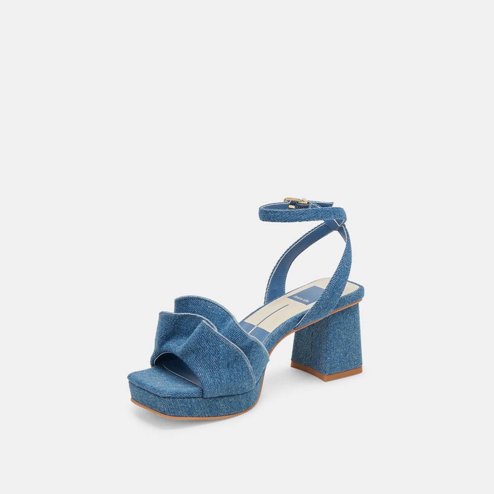 Dolce Vita Cheer Denim Women Heels Dark Blue | US-017324ONG