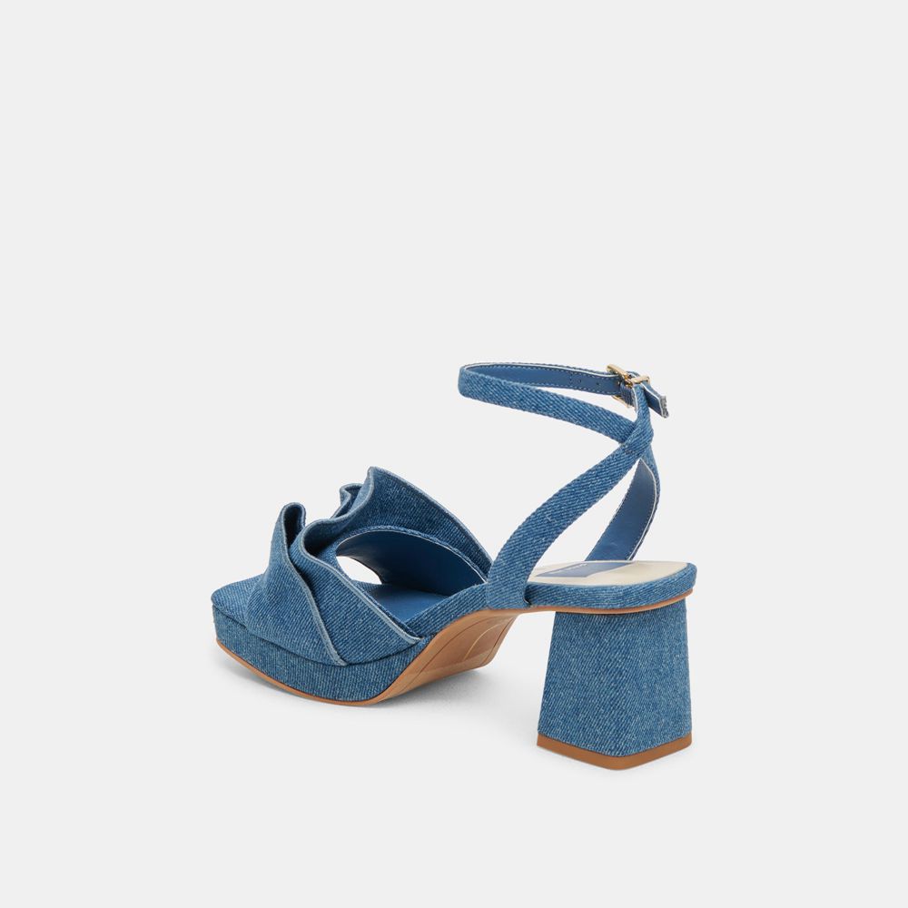 Dolce Vita Cheer Denim Women Heels Dark Blue | US-017324ONG