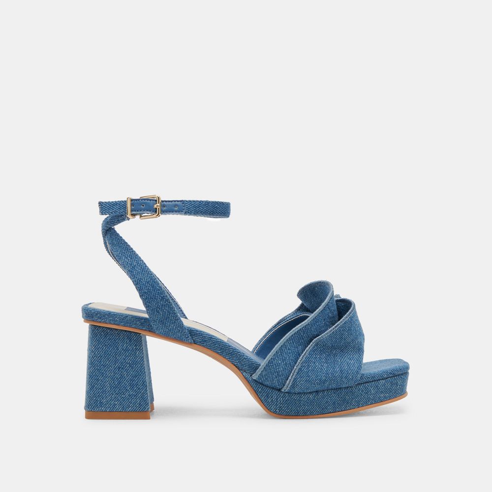 Dolce Vita Cheer Denim Women Heels Dark Blue | US-017324ONG