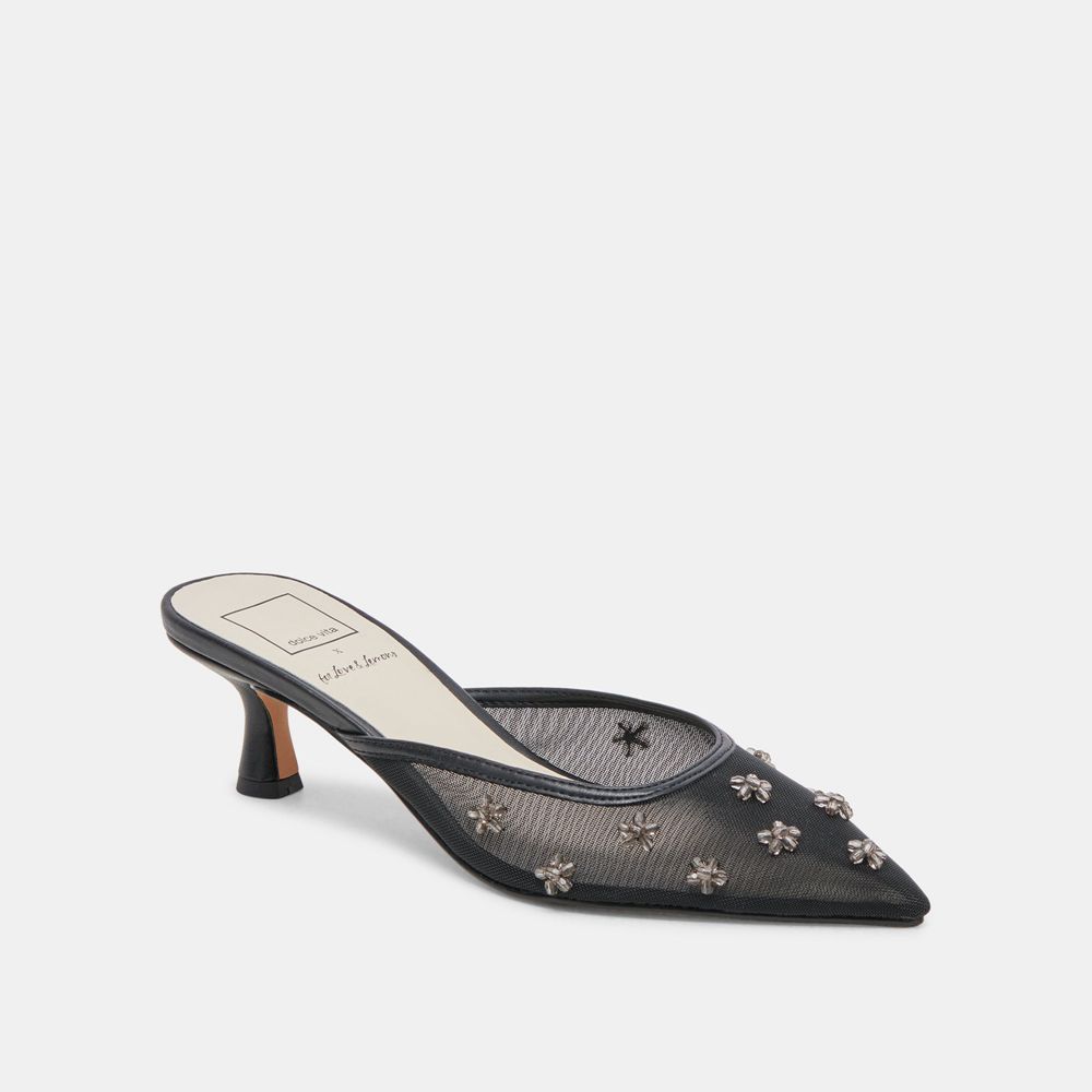 Dolce Vita Claire Wide Mesh Women Heels Black | US-521946EFM