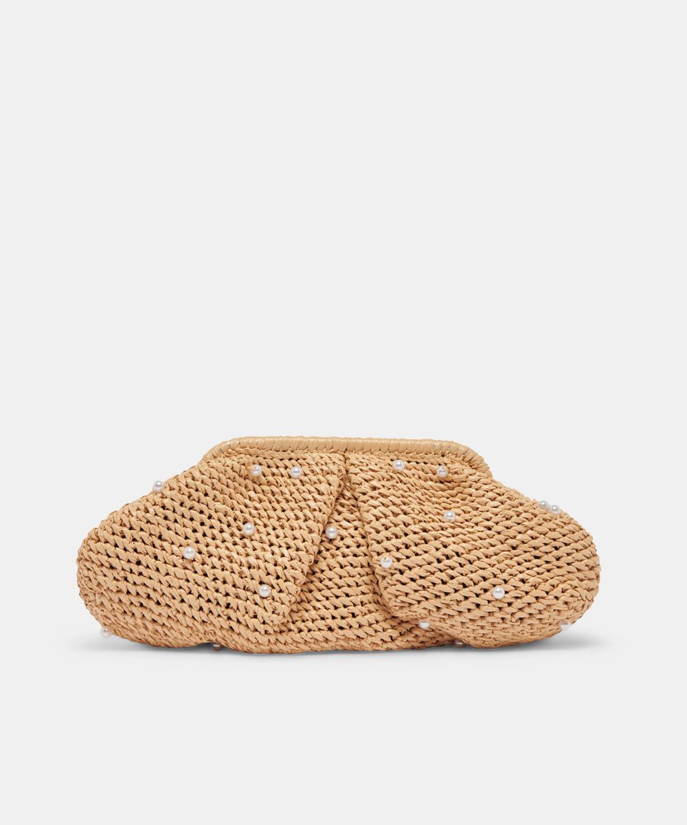 Dolce Vita Crissy Raffia Women Clutch Brown | US-604928KYH