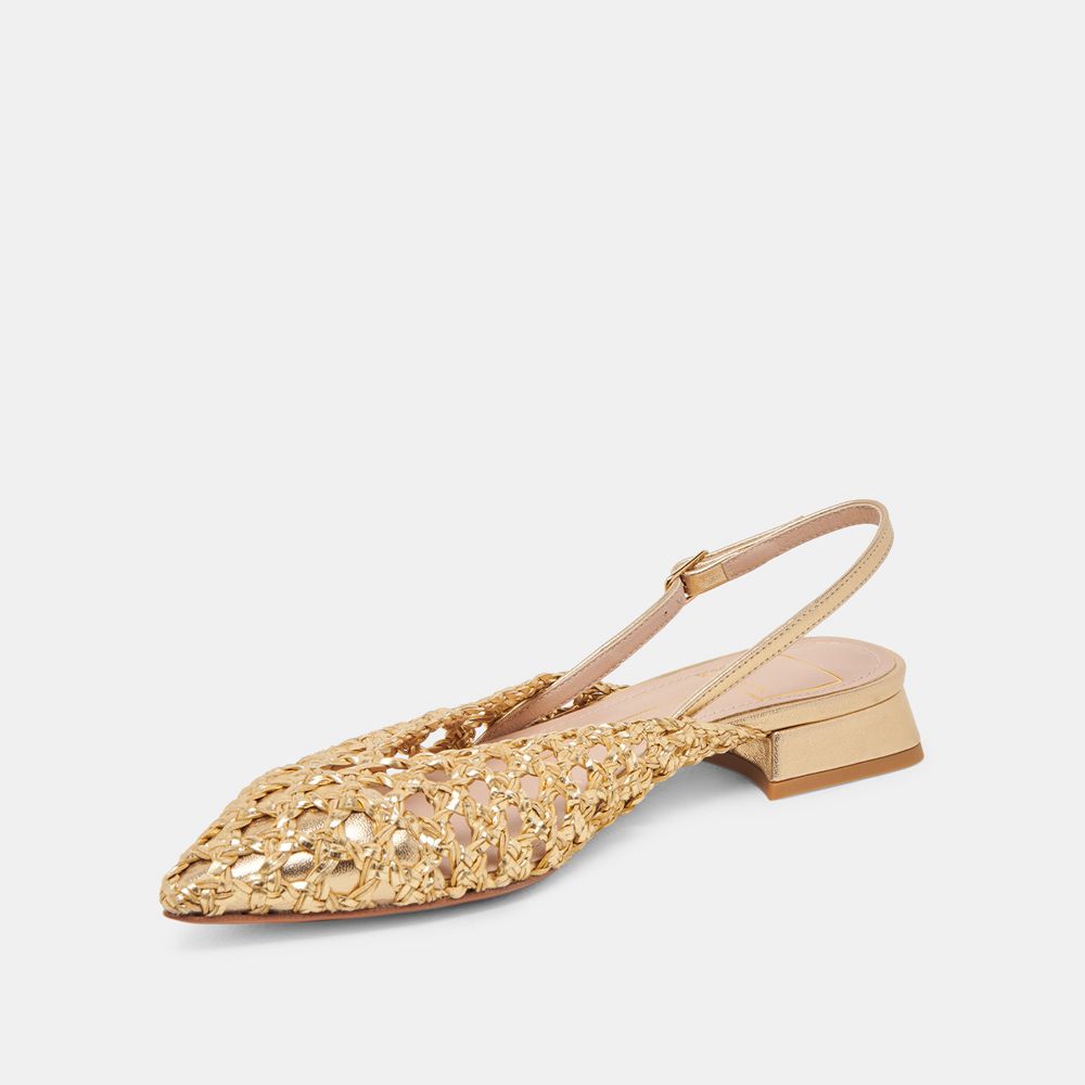 Dolce Vita Cyndi Woven Women Flats Gold | US-567184ZGS