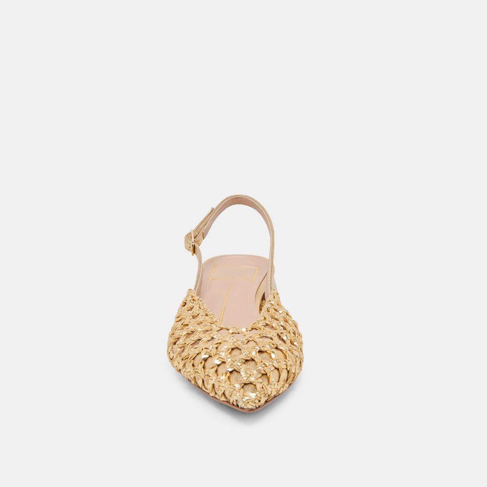 Dolce Vita Cyndi Woven Women Flats Gold | US-567184ZGS