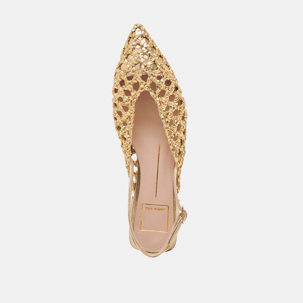 Dolce Vita Cyndi Woven Women Flats Gold | US-567184ZGS